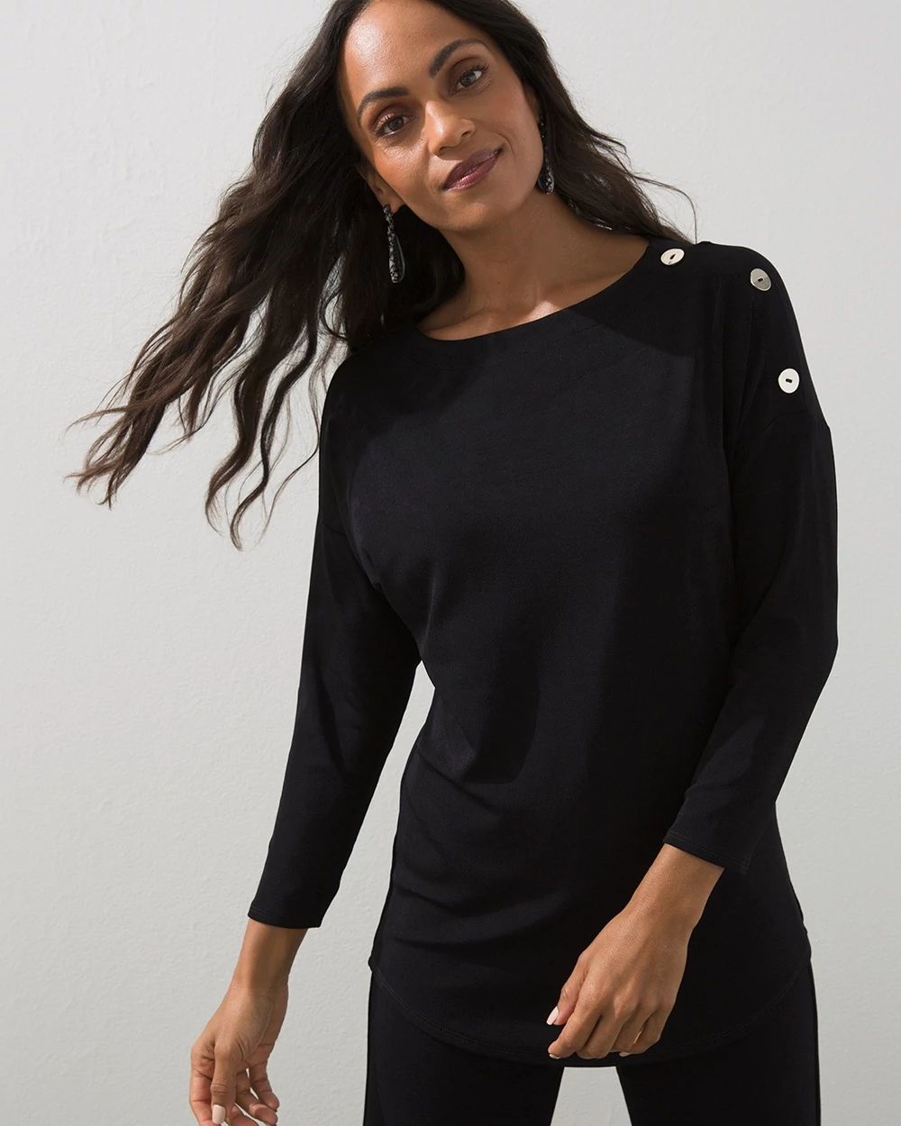 Travelers Classic Button-Trim Top