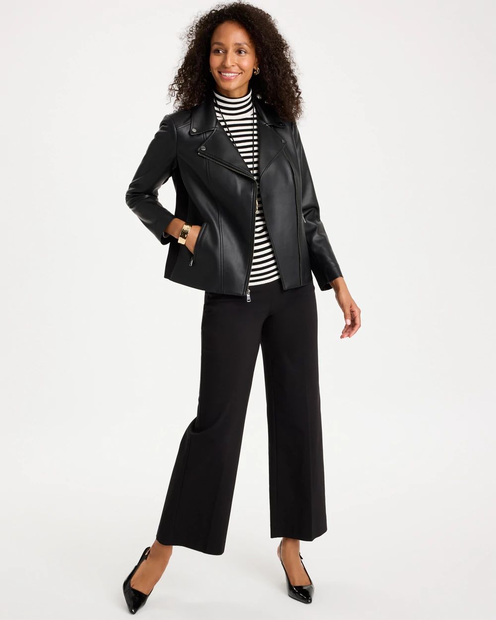 Faux Leather Moto Jacket click to view larger image.