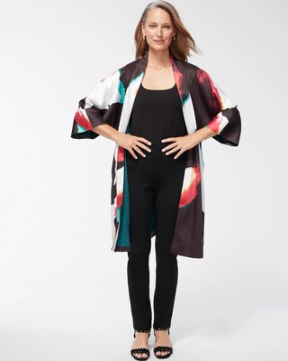 Abstract Print Long Kimono