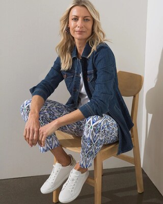 Mid Length Shirt Tail Denim Jacket