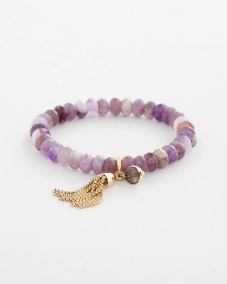 Faceted Amethyst Stone Beaded Charm Bracelet