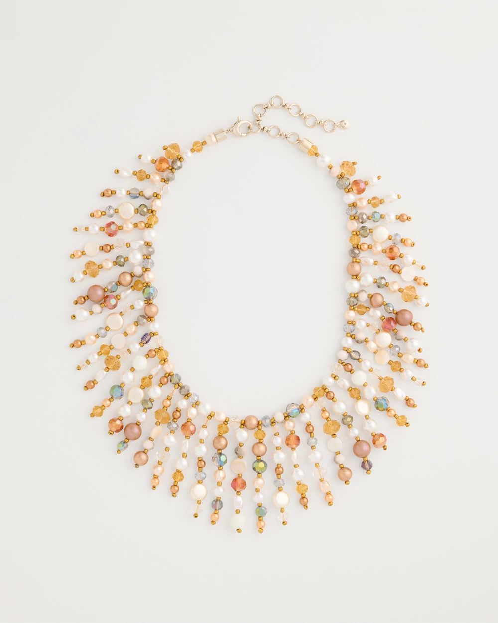 Faux Pearl Beaded Bib Necklace