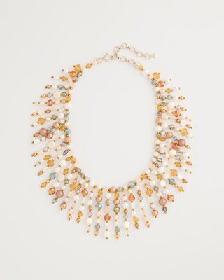 Faux Pearl Beaded Bib Necklace