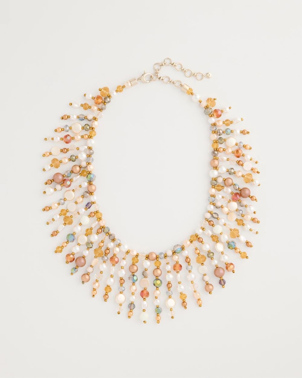 Faux Pearl Beaded Bib Necklace