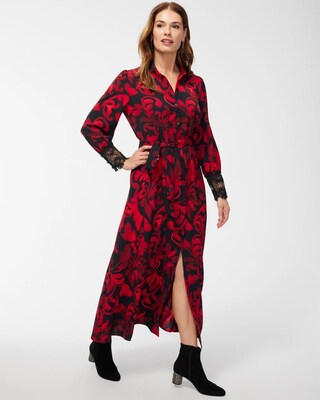 Twill Lace Cuff Shirt Dress