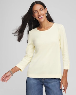 Pima Cotton Crewneck Button Tee