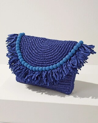 Blue Raffia Clutch