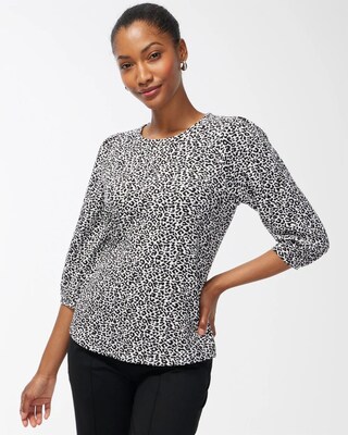 Zenergy Animal Print Jacquard Top
