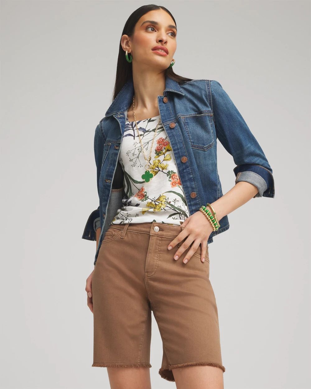 Girlfriend 7" Fray Hem Shorts