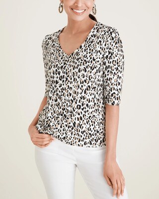 Touch of Cool Striped Puff-Sleeve Top