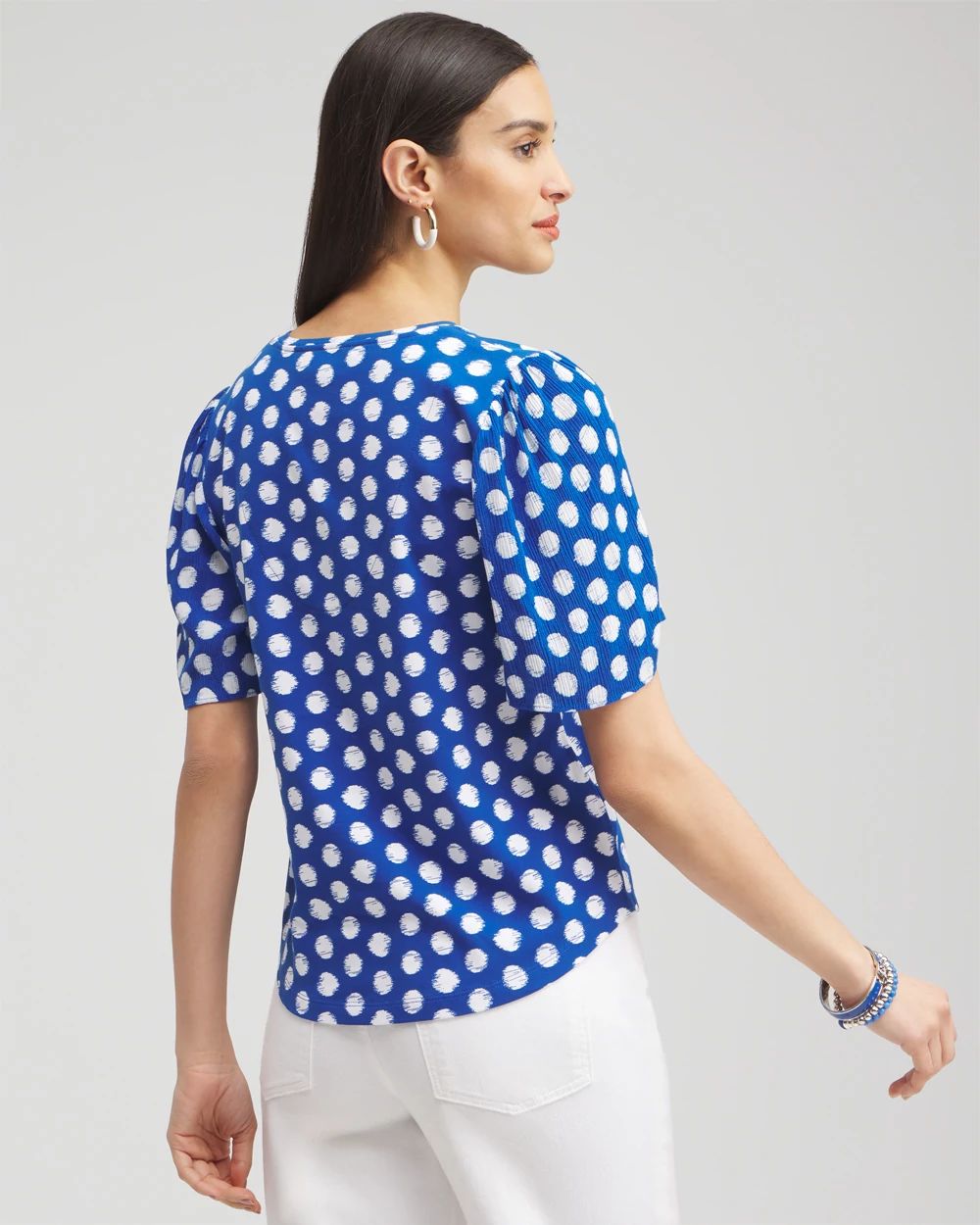 Dots Gauze Flutter Sleeve Top
