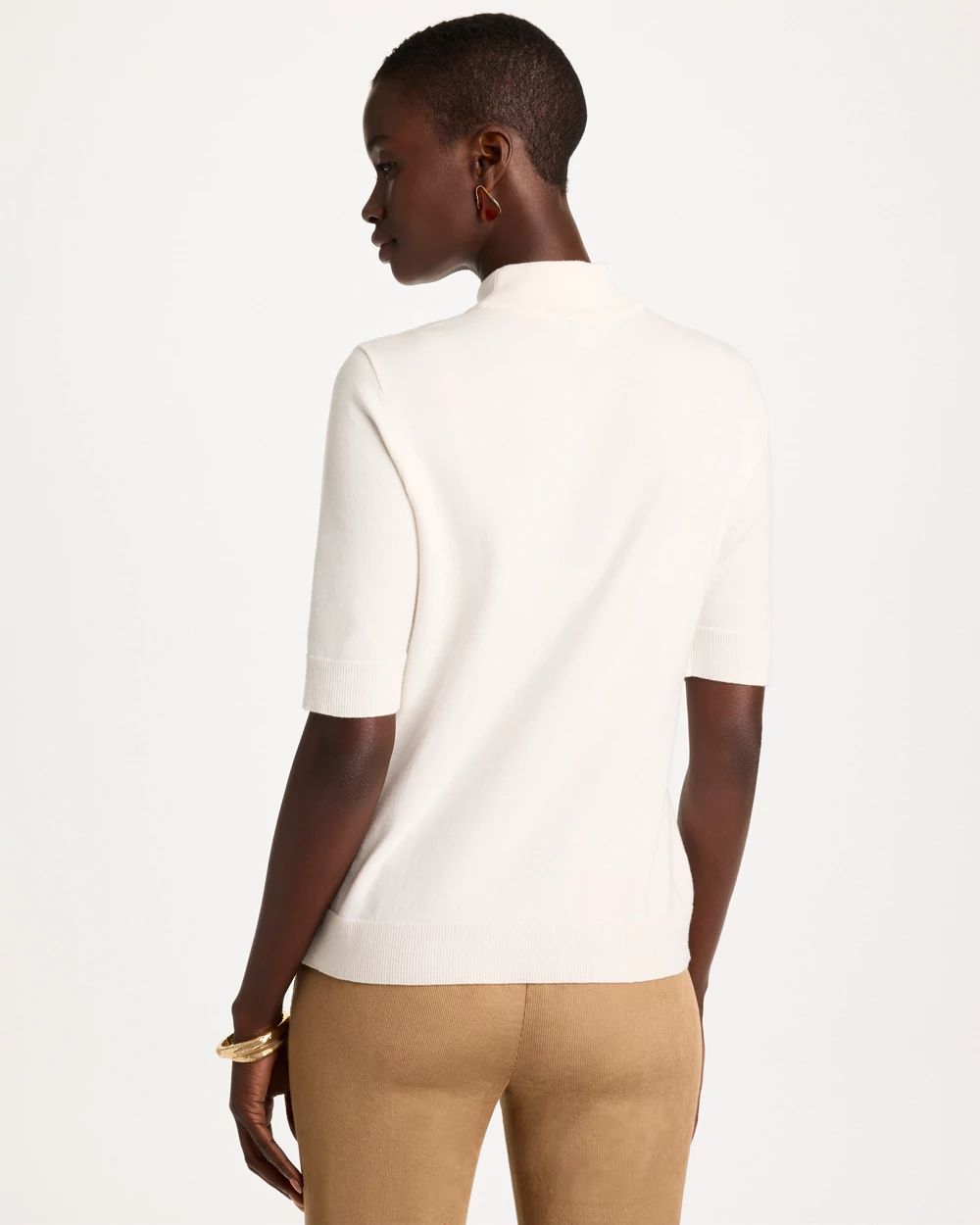 Ella Mockneck Elbow-Sleeve Sweater click to view larger image.