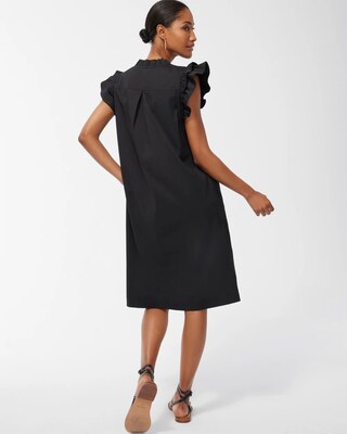 Poplin Double Flutter Sleeve Dress