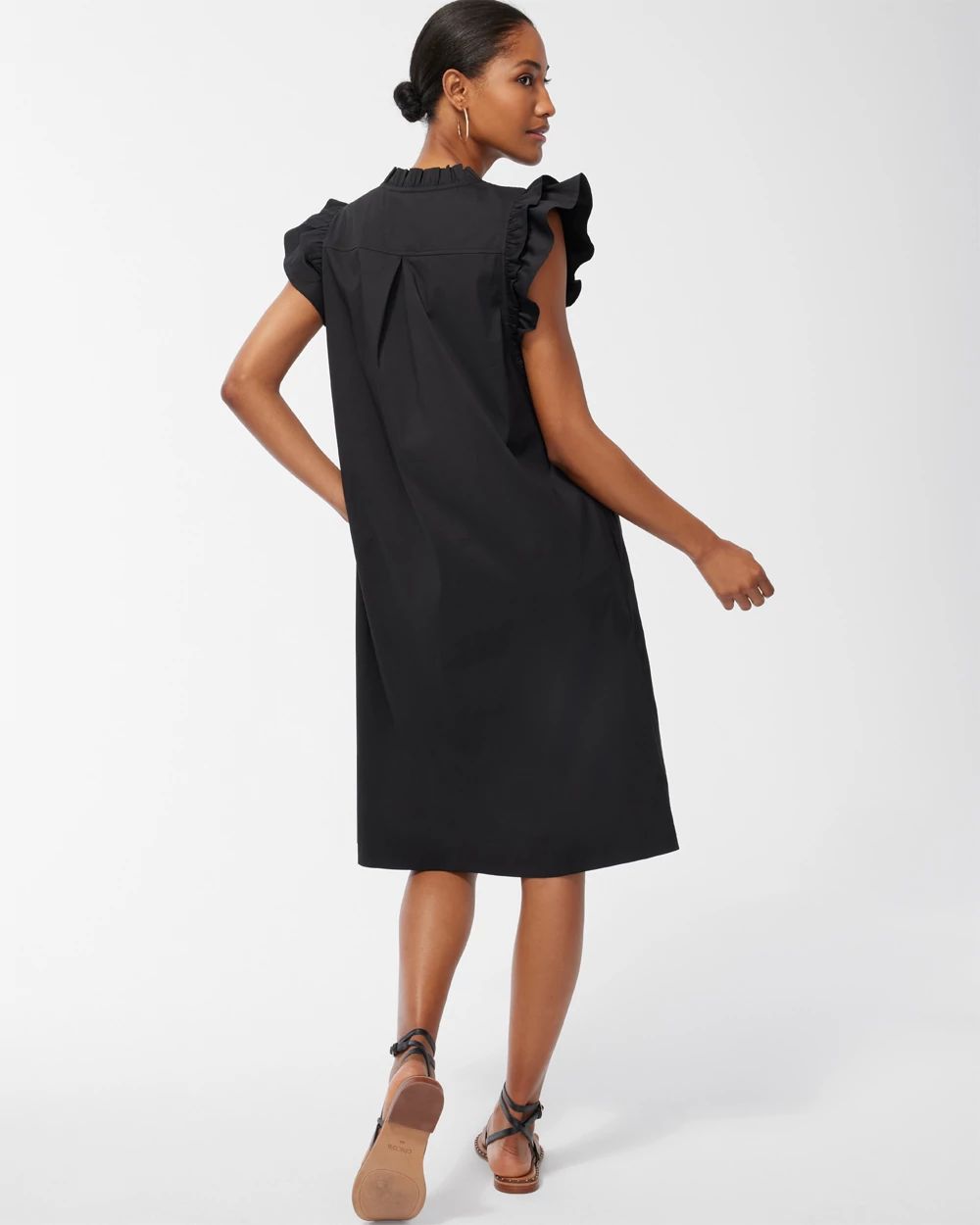 Poplin Double Flutter Sleeve Dress