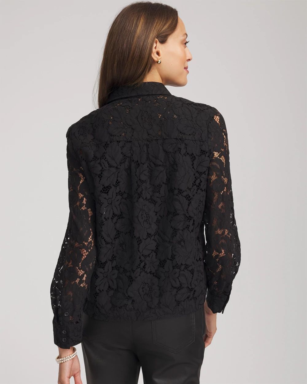 Classic-Fit Collared Lace Shirt