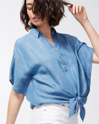Tencel Tie-Front Blouse