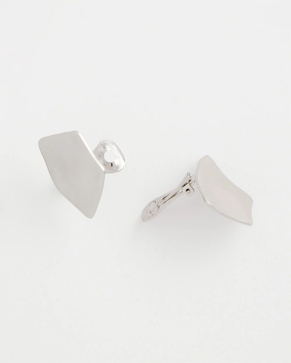 Silver Fan Clip On Earrings