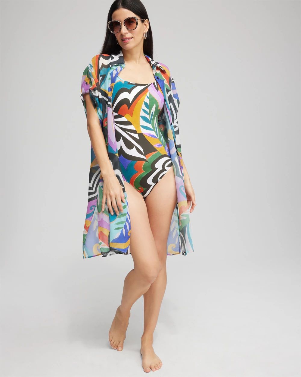 Gottex Print Square Neck One Piece Swimsuit click to view larger image.