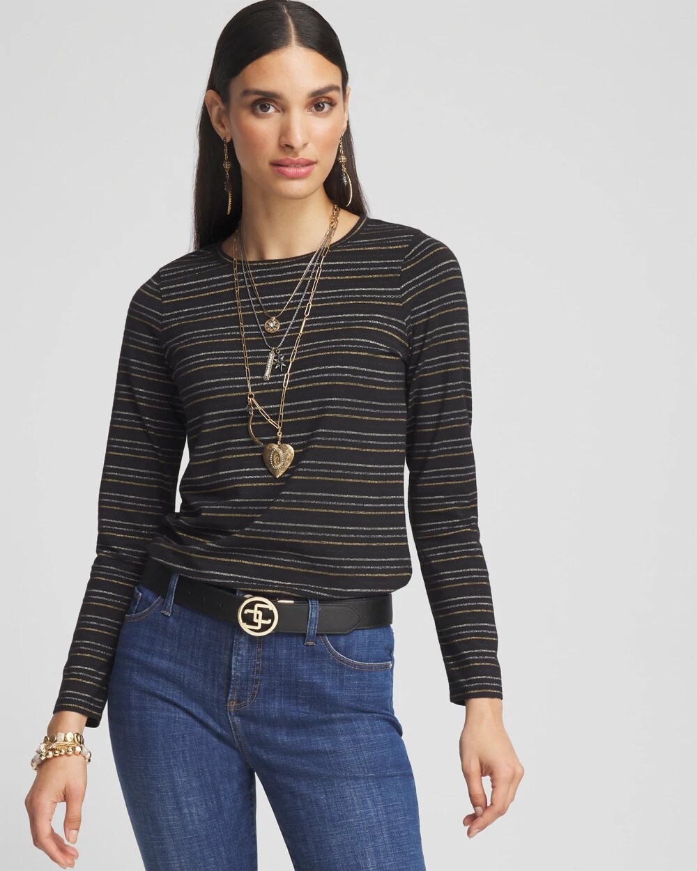 Touch of Cool™ Shine Stripes Layering Tee
