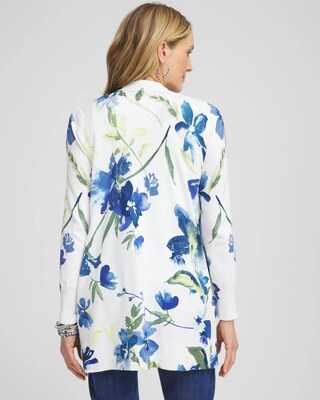 Long Floral Open-Front Cardigan click to view larger image.