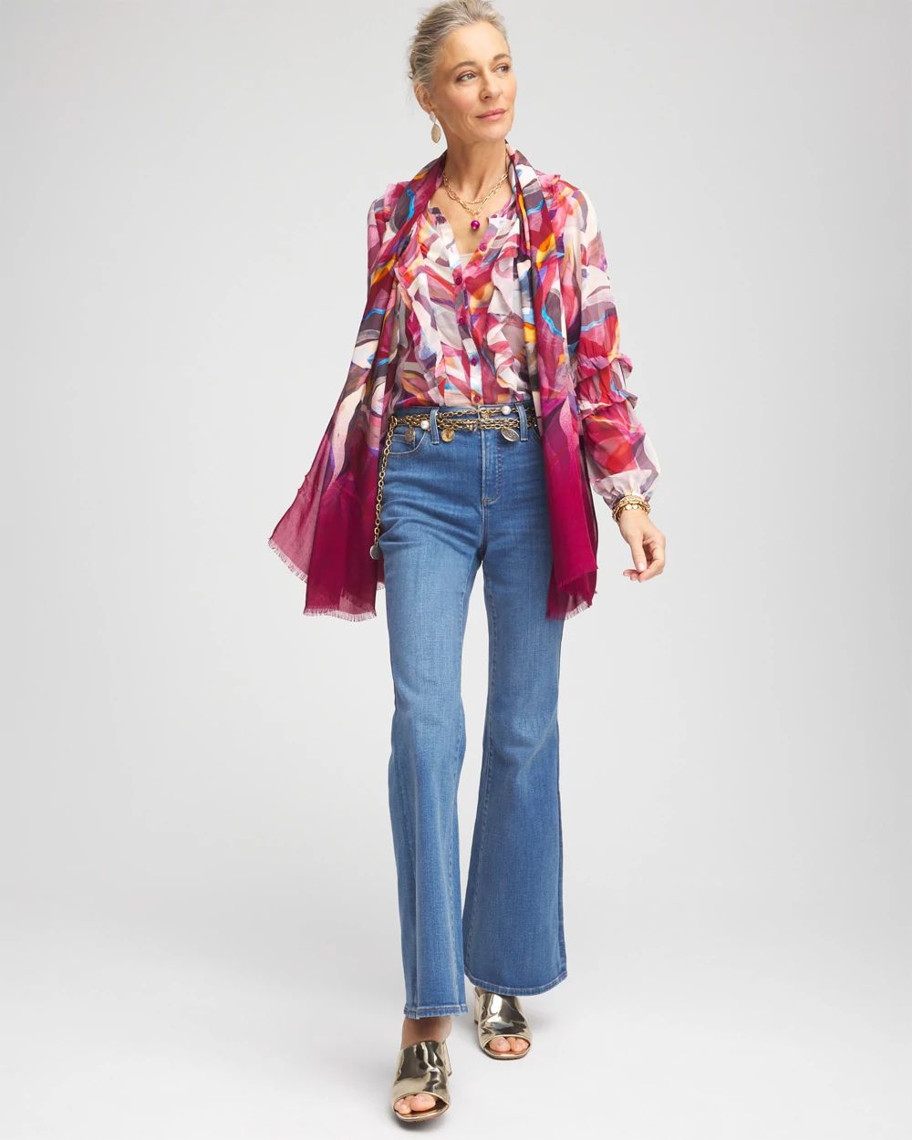 Abstract Ruffles Crinkle Blouse
