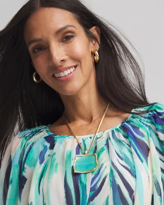 Gold-Tone Square Pendant Necklace click to view larger image.