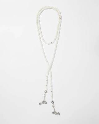 Faux Pearl Lariat Necklace
