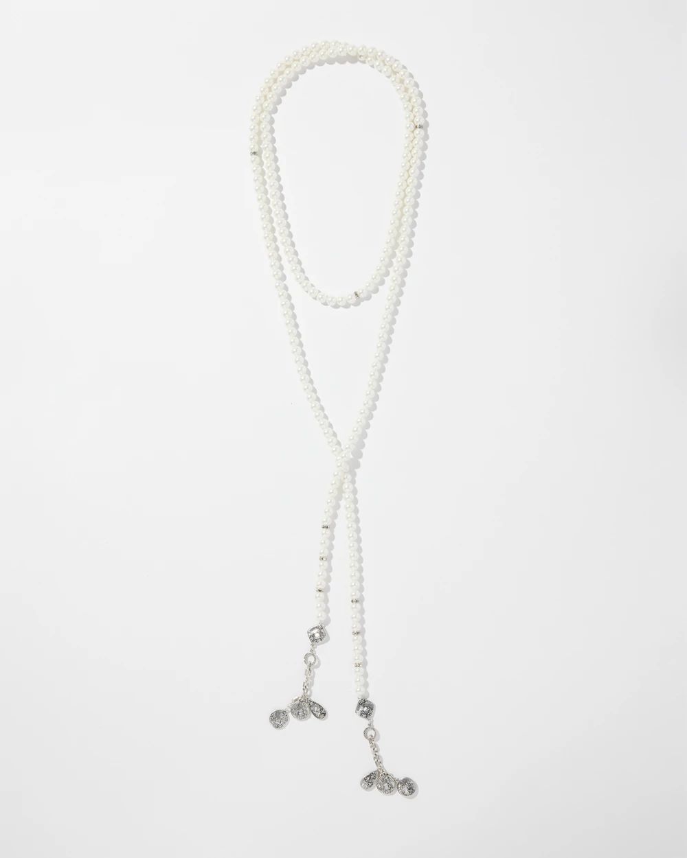 Faux Pearl Lariat Necklace