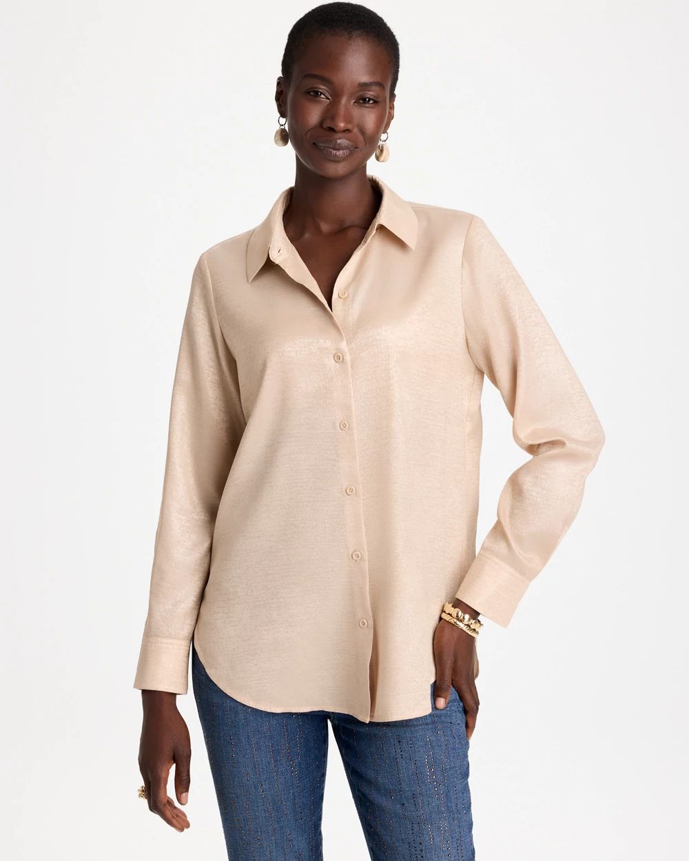 Velvet Collared Long-Sleeve Tunic