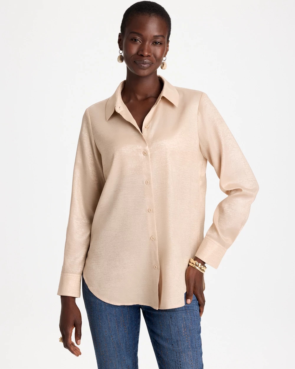 Velvet Collared Long-Sleeve Tunic