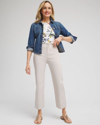 Trapunto Straight Leg Cropped Pants click to view larger image.