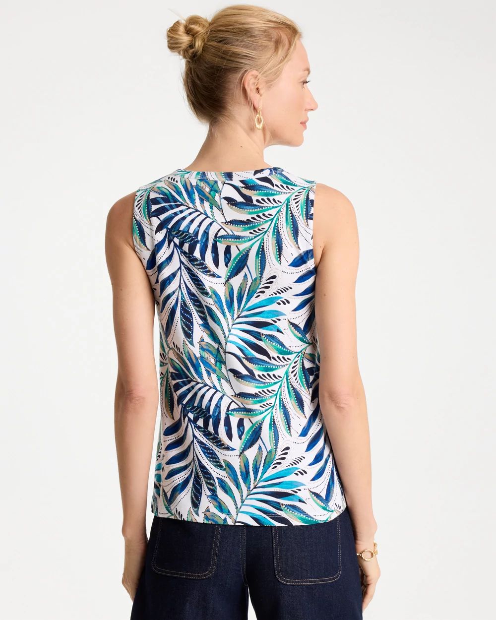 Palm Front Cotton Button Tank click to view larger image.