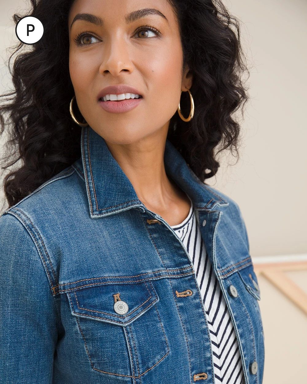 Petite Fray-Hem Denim Jacket