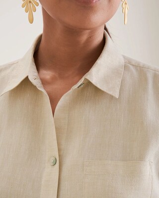 No-Iron FreshChic Linen-Blend Metallic Shirt