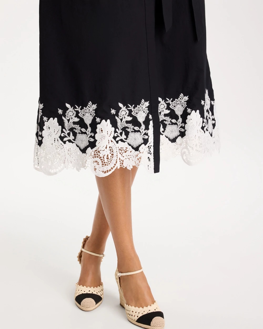 Cotton Lace Trim Shirtdress