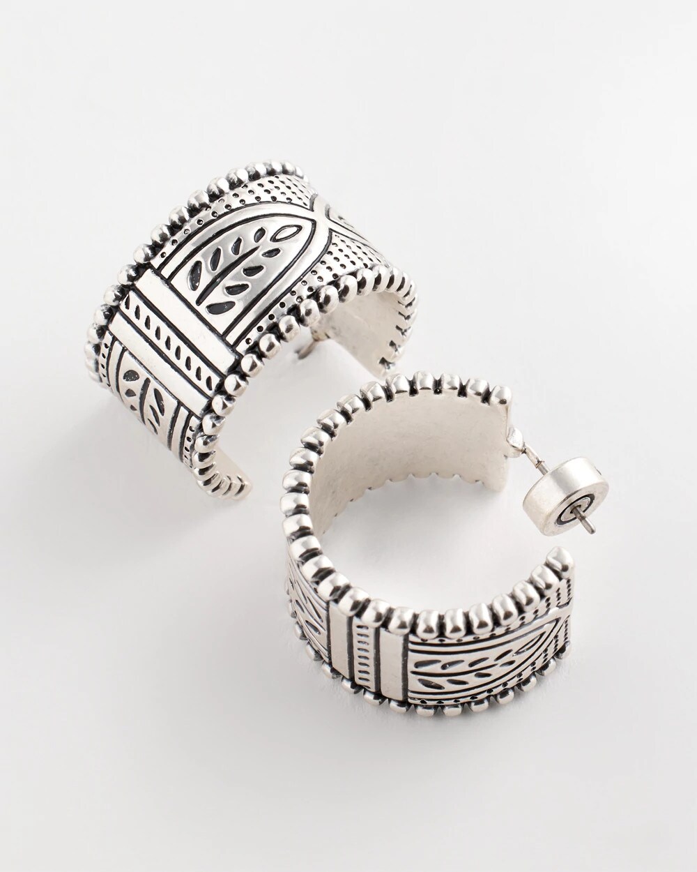 No Droop® Silvertone Wide Hoop Earrings