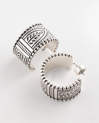 No Droop® Silvertone Wide Hoop Earrings click to view larger image.