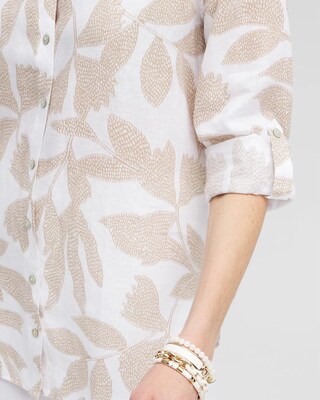 No Iron™ Linen Etched Leaf Tunic