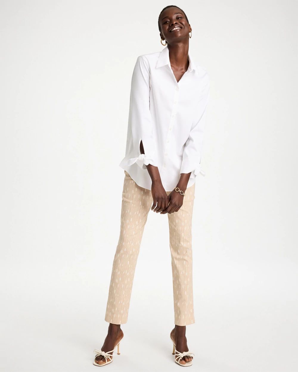 No Iron™ Stretch Poplin Tie-Cuff Shirt click to view larger image.
