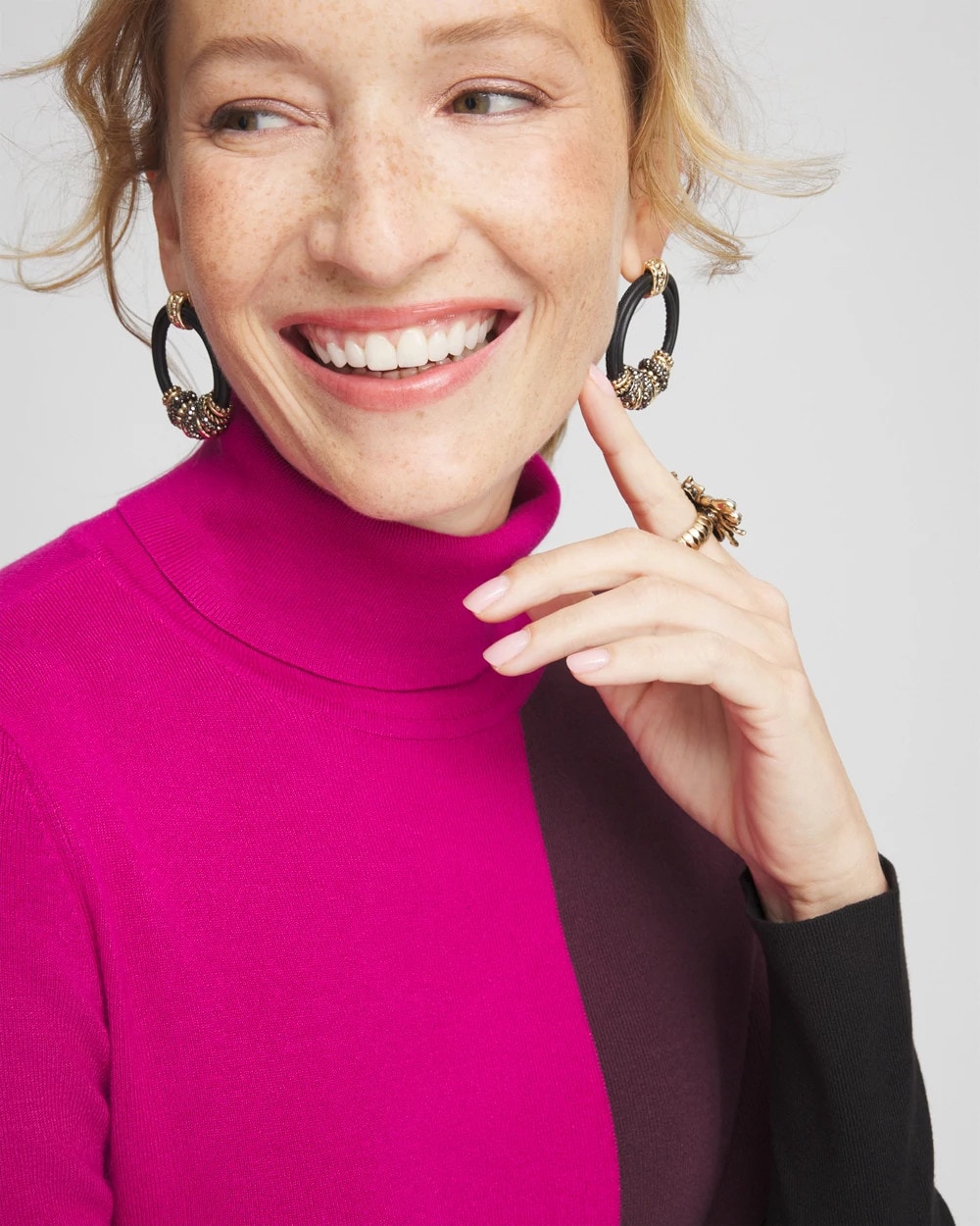 Ecovero™ Colorblock Turtleneck Pullover Sweater