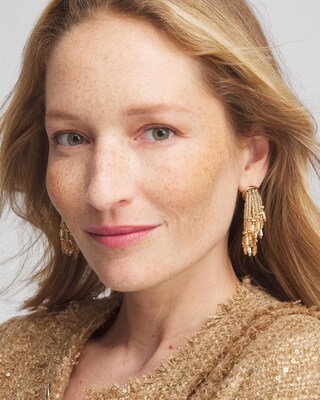 No Droop™ Gold Tone Tassel Bead Earrings