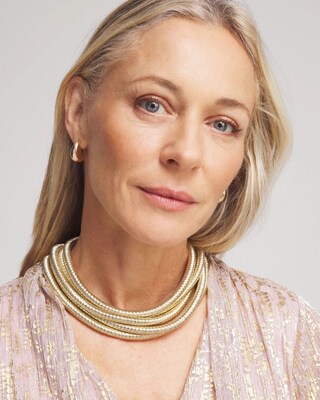 Gold Tone Coil Collar Necklace