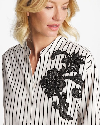 Striped Poplin Applique Tunic click to view larger image.
