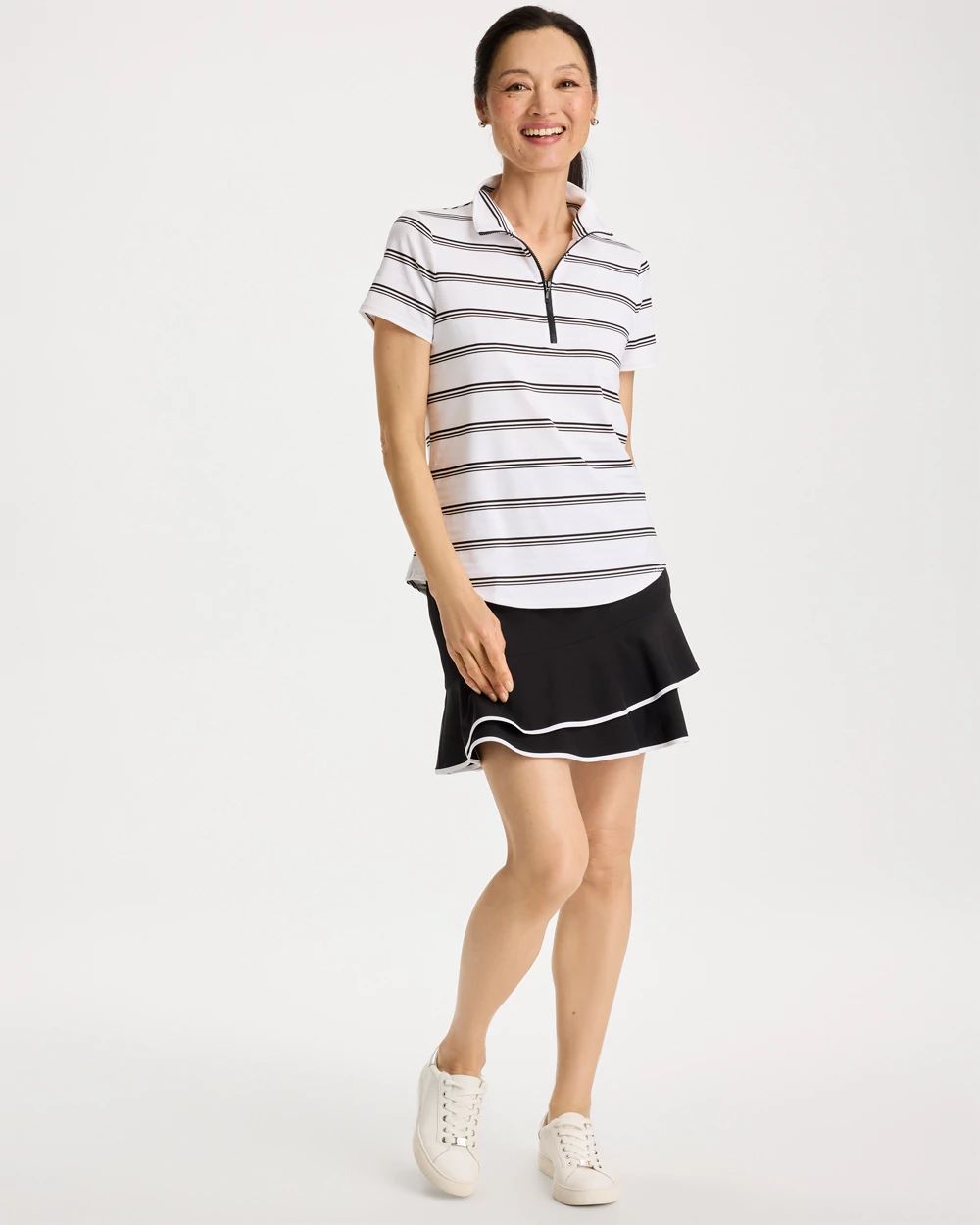 Zenergy® UPF Striped Half-Zip Polo click to view larger image.