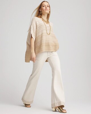 Ombre V-Neck  Knit Poncho click to view larger image.
