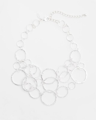 Short Silvertone Multi-Strand Link Necklace