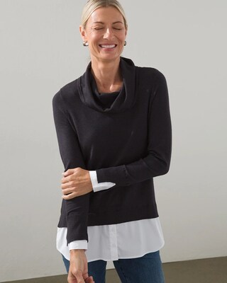 Knit and Woven Pullover Sweater