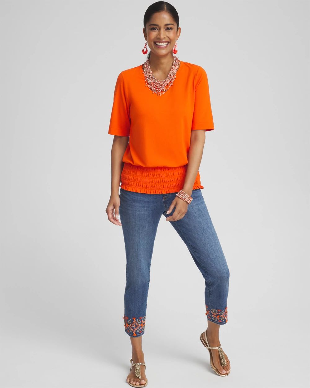 Touch of Cool™ Smocked Waist Tee