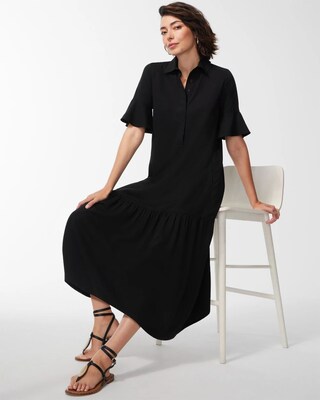 Flounce Sleeve Midi Dress