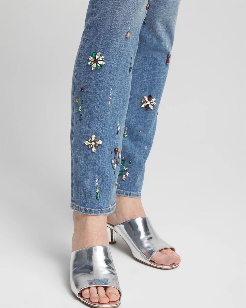 Girlfriend Embellished Ankle Jeans